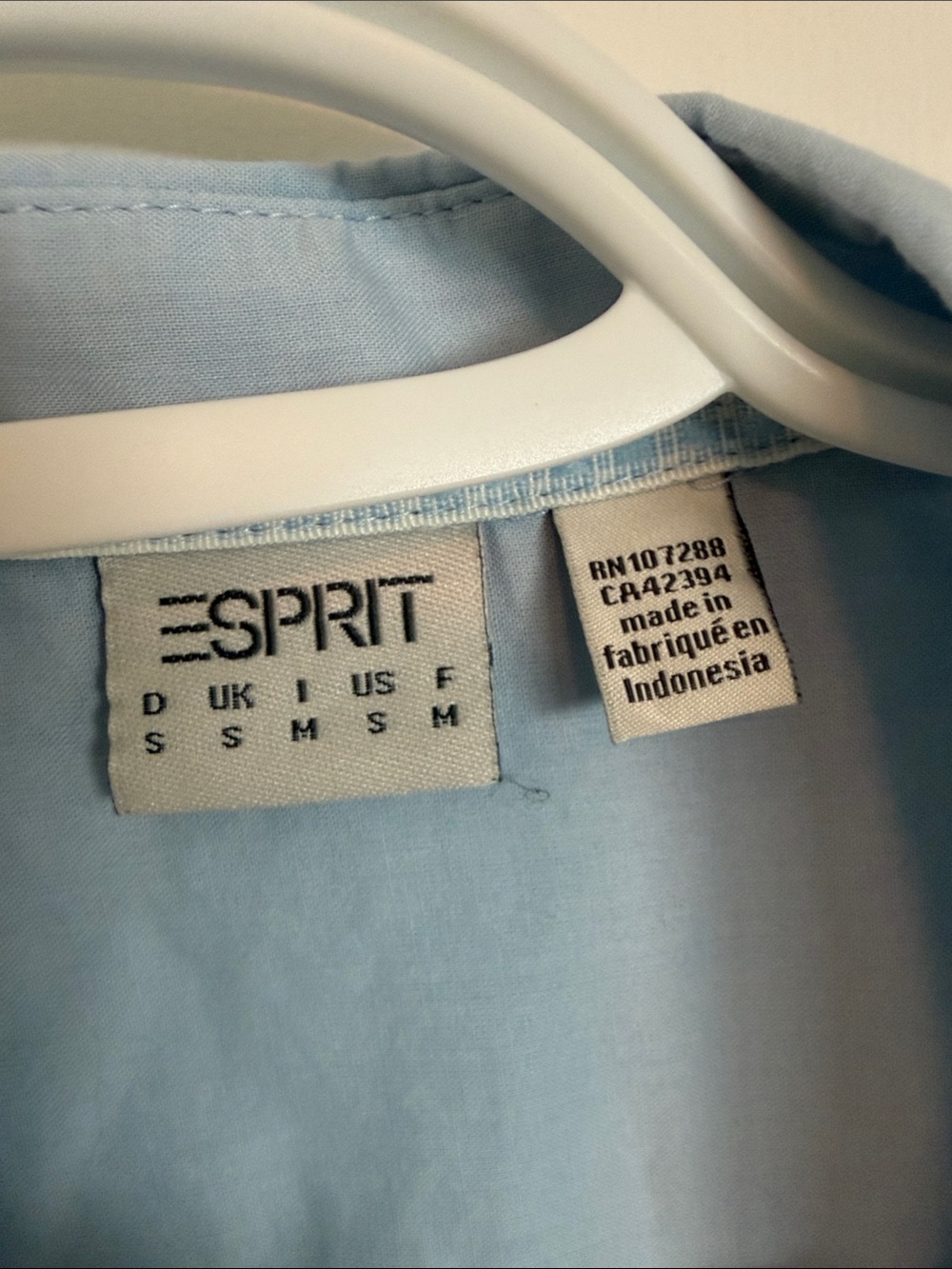 Esprit Powder Blue Ruffled Front Button-Up Blouse - Picture 2 of 5
